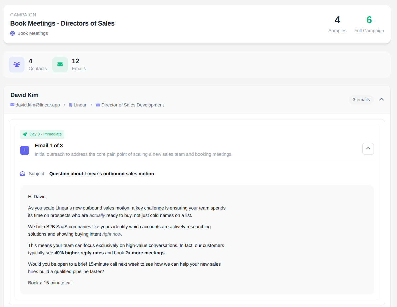 DripScribe interface showing AI-generated personalized email